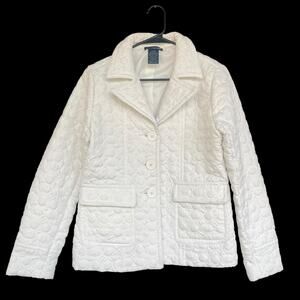 Saint Tropez West Jacket Womens Medium Quilted Button Up Blazer Pocket Chic